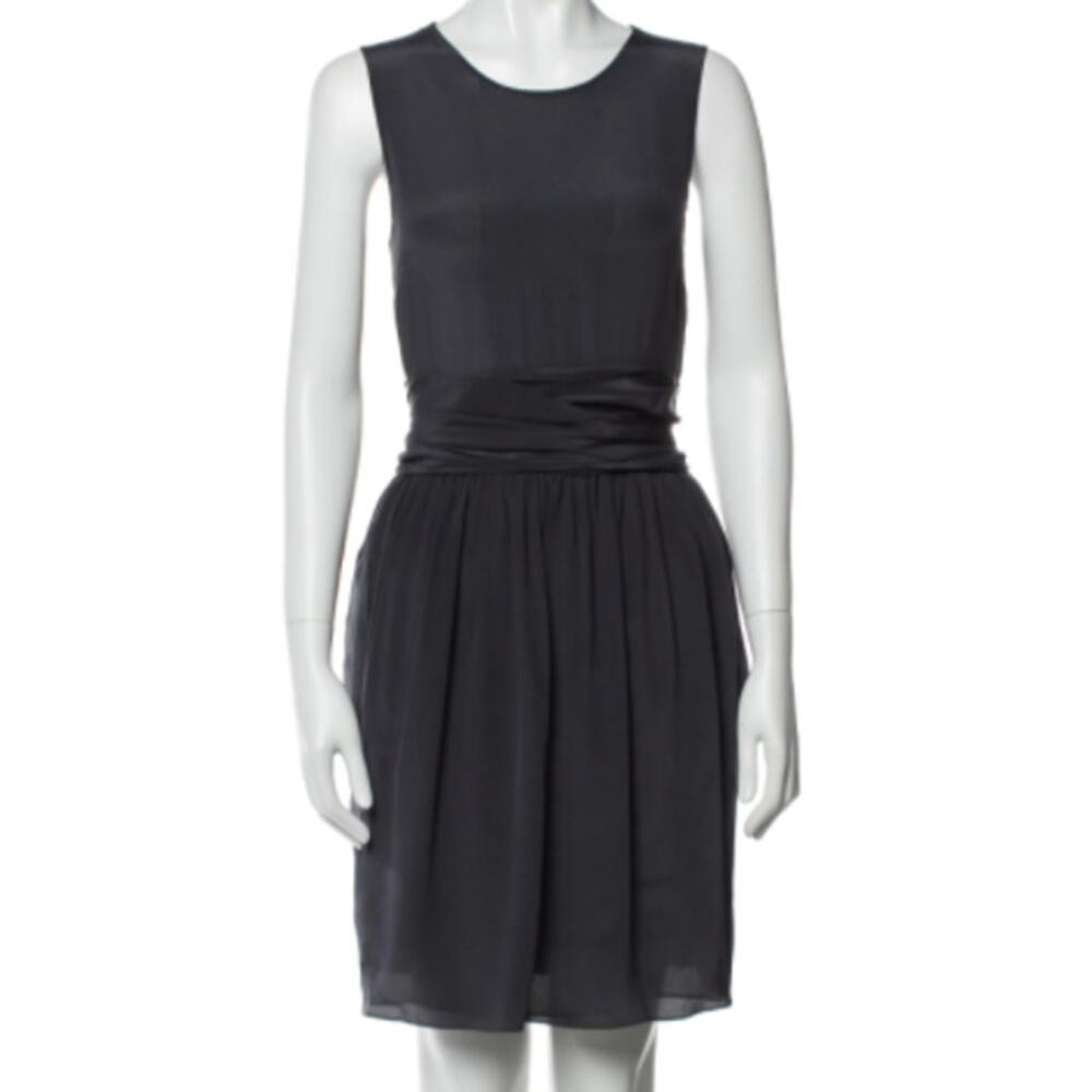 Phillip Lim Silk Dress Size 6 Slate‎ Gray Sleeveless Ruched Cocktail Minimalist